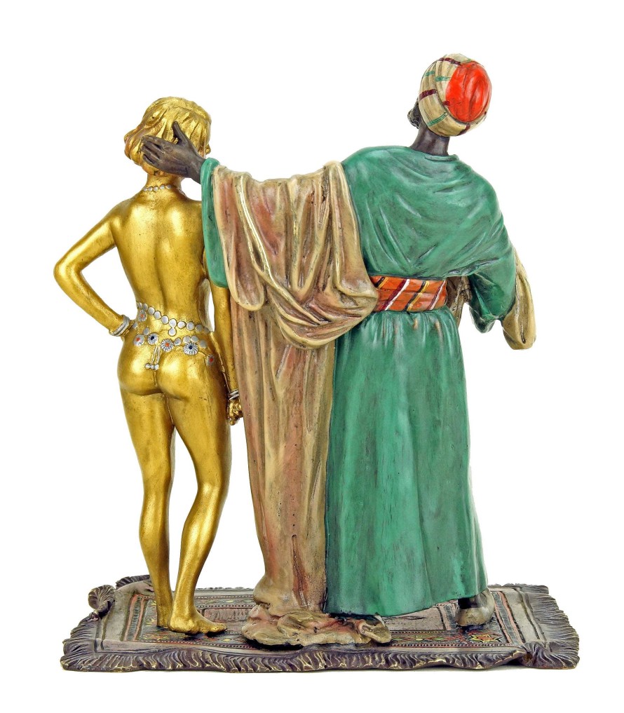 Franz Bergmann Wiener Bronze Figur - Sklavenhandler Mit Nackter Sklavin - Bergmann Hot