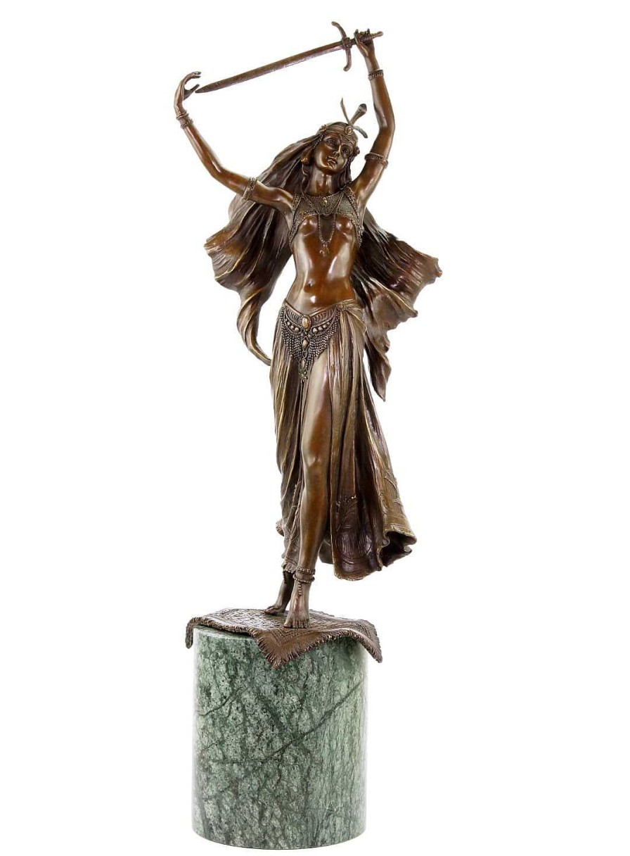 Kunst & Ambiente Art Deco Statue - Orientalische Schwerttanzerin - Signiert Preiss New