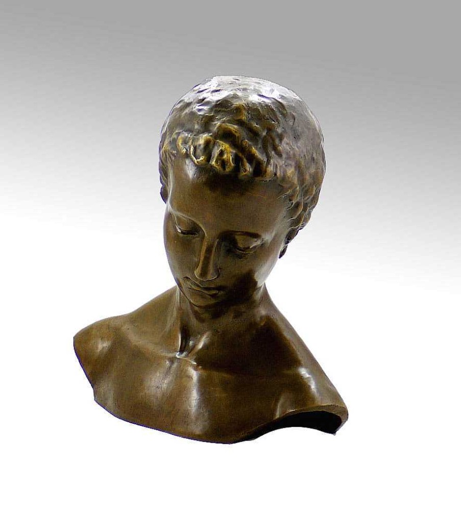 Wilhelm Lehmbruck Moderne Bronzebuste - Geneigter Frauenkopf - Wilhelm Lehmbruck Online