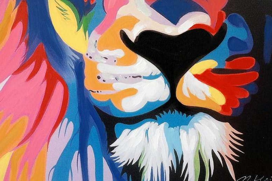 Kunst & Ambiente Colourful Pop Art Lion / Lowe - Modernes Acrylbild - Martin Klein Best