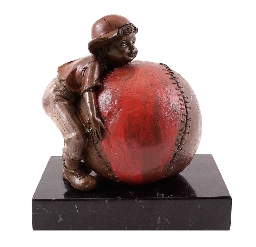 Martin Klein Bronzestatuette - Junge Mit Baseball - Sign. Martin Klein New