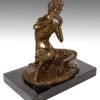 Kunst & Ambiente Mythologie Bronzefigur - Sitzender Satyr / Faun Spielt Panflote - Signiert Milo Clearance