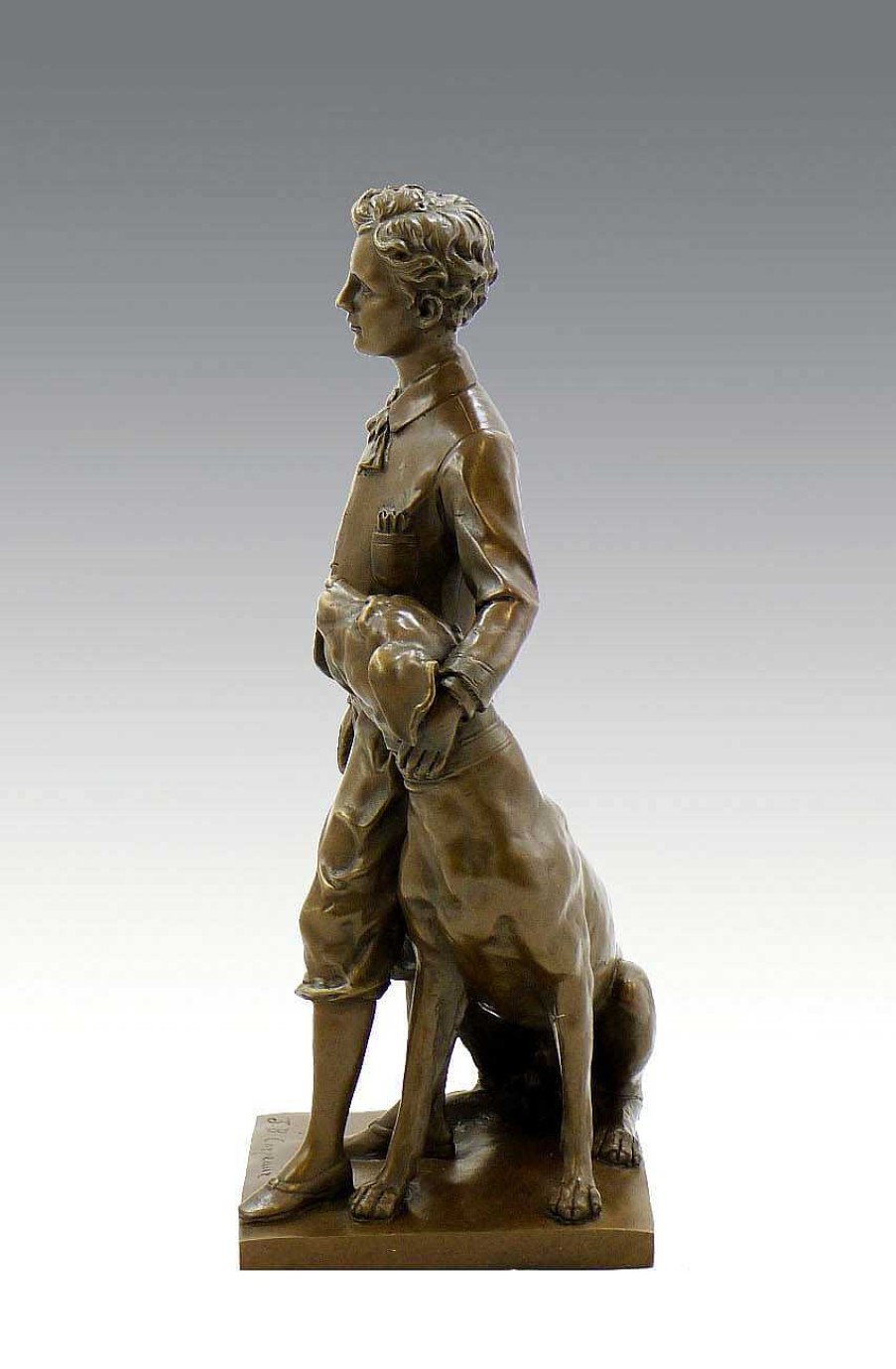 Kunst & Ambiente Jugendstil Bronze - The Prince Imperial With His Dog Nero - Sign Hot