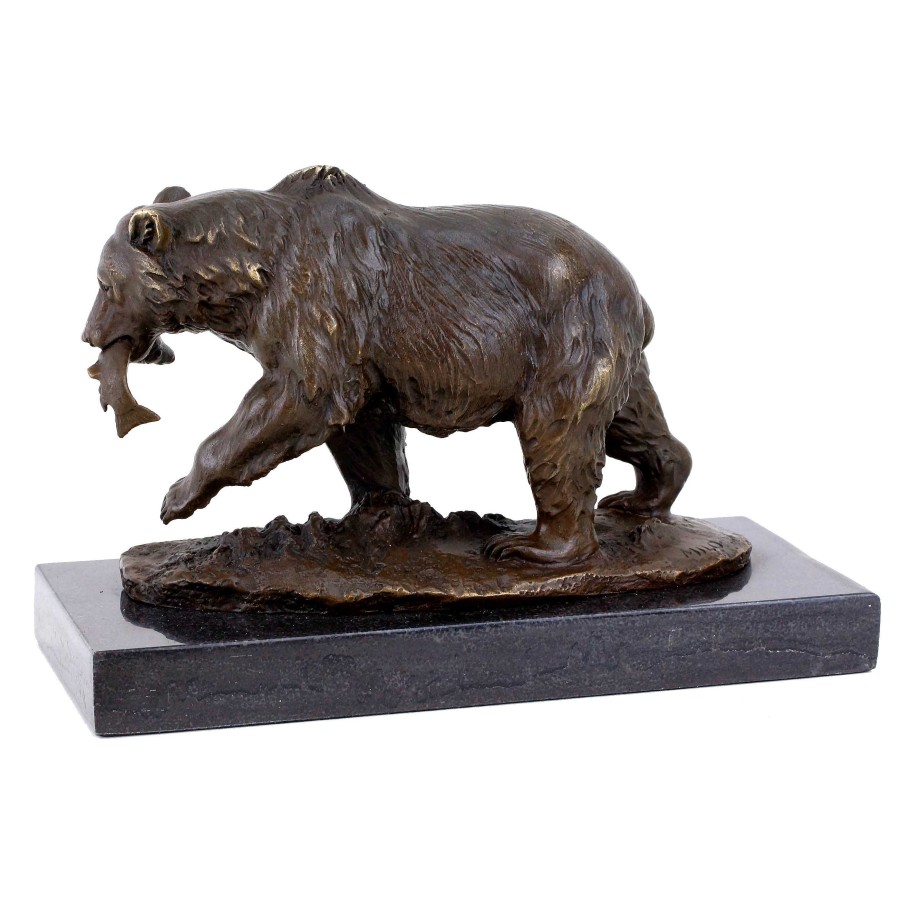 Miguel Fernando Lopez (Milo) Grizzlybar Mit Lachs - Tierskulptur - Braunbar Aus Bronze Von Milo Wholesale