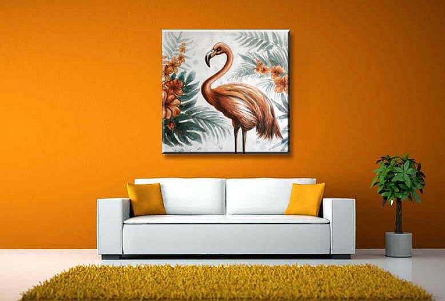 Martin Klein Flamingo Show - Modernes Olgemalde - Flamingo Bild Auf Leinwand New